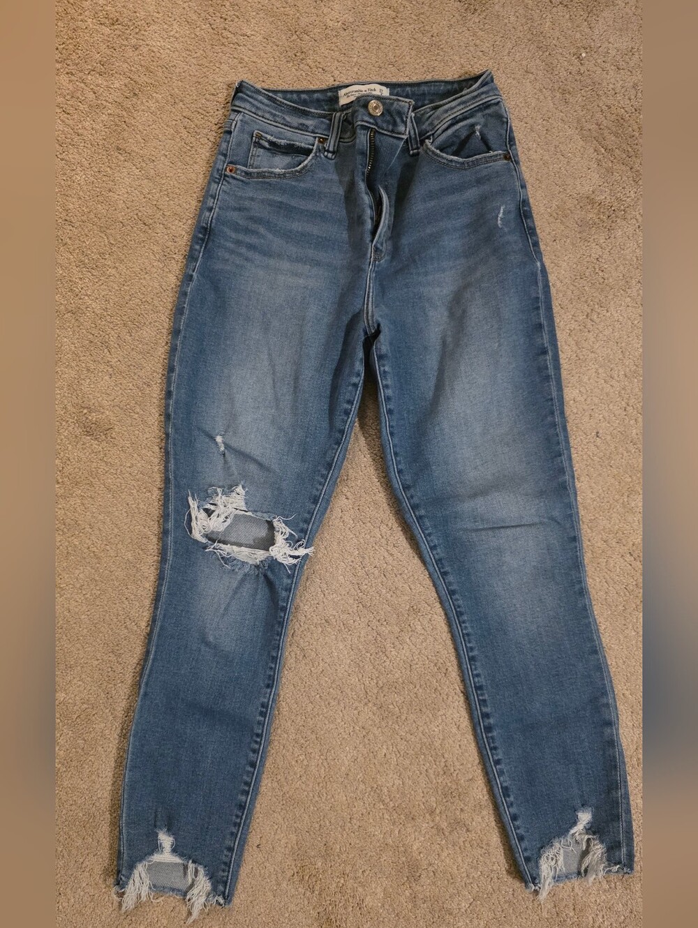 Abercrombie & Fitch Distressed Light Blue High-Rise Jeans